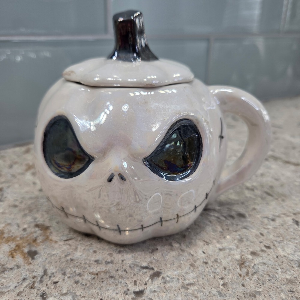 Disney Nightmare Before Christmas Jack Skellington Iridescent Pumpkin Mug Lid